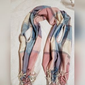 Women's Blanket Plaid Scarf Shawl Wrap With Arm Holes